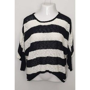 LA Hearts Black and White Striped Textured Sweater